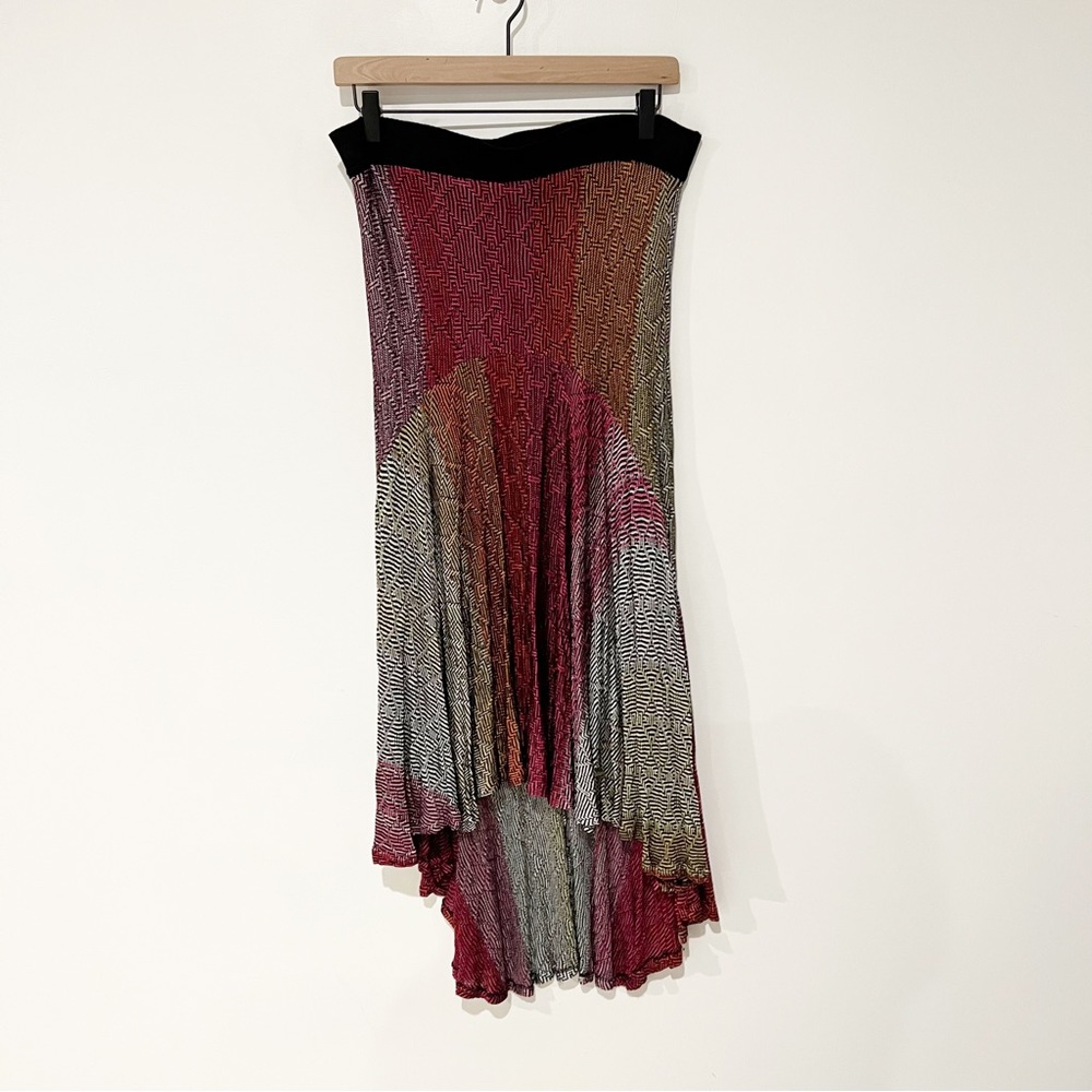 Anthropologie Cecilia Prado Sweater High Low Abstract Multicolor Printed Skirt - Picture 8 of 11